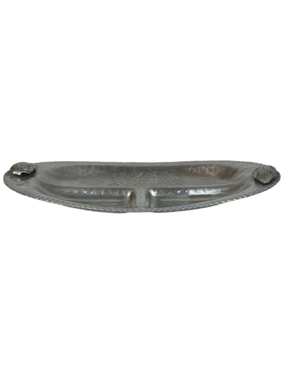 Trade Continental Hand Wrought Oval Divided Server Mum Design Hammered Aluminum